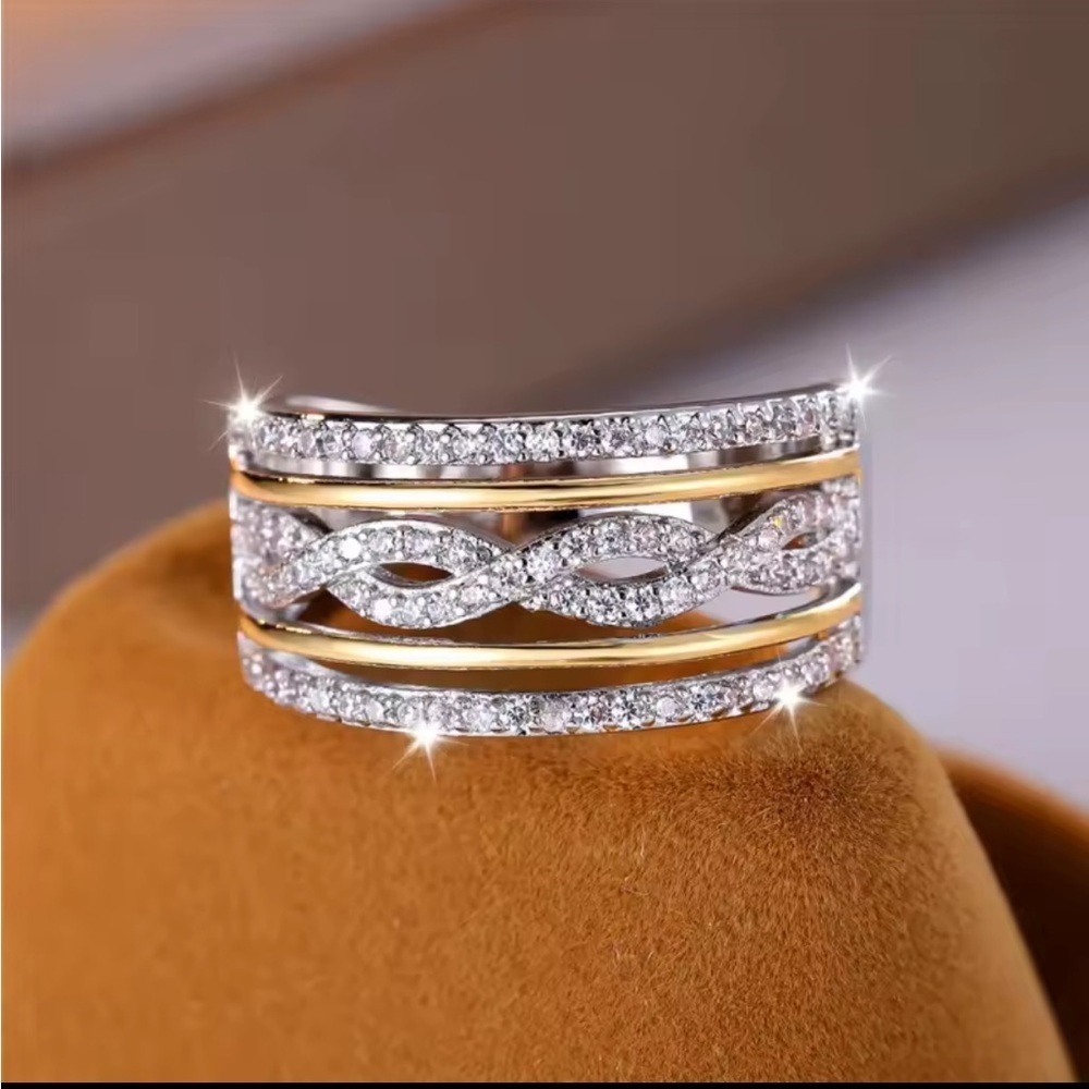Wedding bridal zircon Dazzling Gold and Silver Women's Ring